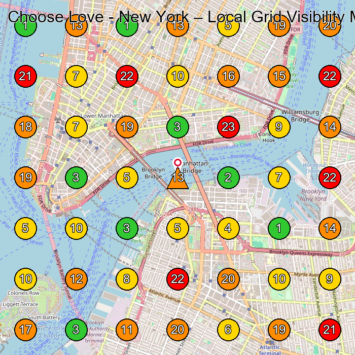 Choose Love - New York Clothing Store GeoGrid ranking map for 204 Front St New